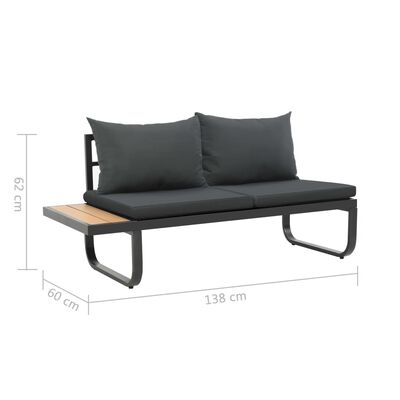 vidaXL 2 Piece Garden Corner Sofa Set with Cushions Aluminium WPC
