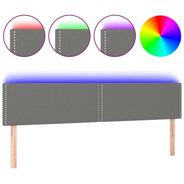 vidaXL LED Headboard Dark Grey 160 cm Fabric