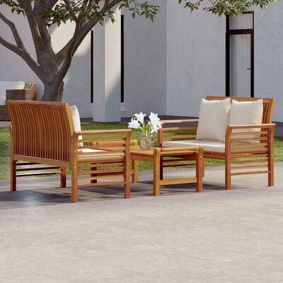 vidaXL 3 Piece Garden Lounge Set with Cushions Solid Wood Acacia