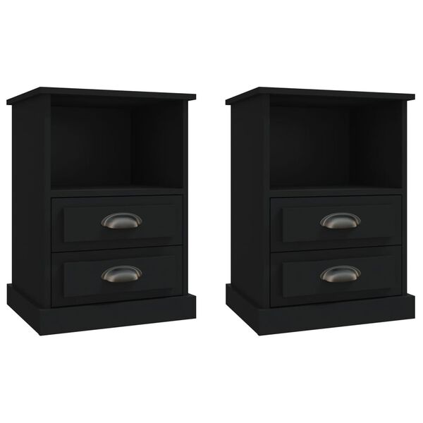 vidaXL Bedside Cabinets 2 pcs Black 43x36x60 cm