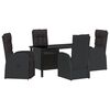 vidaXL Garden Dining Set 5 pcs Black Poly Rattan