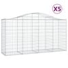 vidaXL Arched Gabion Baskets 5 pcs 200x50x100/120 cm Galvanised Iron