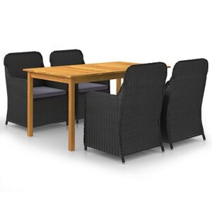 vidaXL 5 Piece Garden Dining Set Black