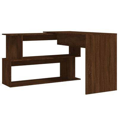 vidaXL Corner Desk Brown Oak 200x50x76 cm Engineered Wood
