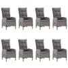 vidaXL 9 Piece Garden Dining Set Poly Rattan and Glass Grey