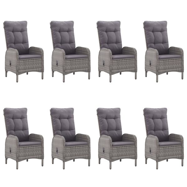 vidaXL 9 Piece Garden Dining Set Poly Rattan and Glass Grey