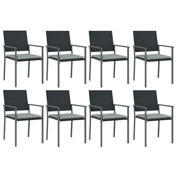 vidaXL 9 Piece Garden Dining Set with Cushions Poly Rattan and Steel