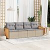 vidaXL 4 Piece Garden Sofa Set with Cushions Beige Poly Rattan