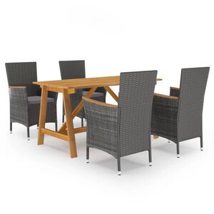 vidaXL 5 Piece Garden Dining Set Grey