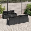 vidaXL Garden Sofa Set 8 pcs Black Poly Rattan and Steel and Glass