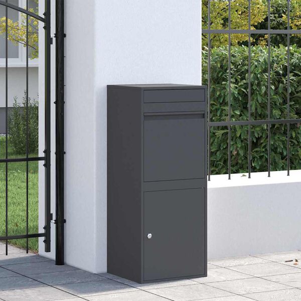 vidaXL Parcel Drop Box with Storage Anthracite 41 x 38 x 103 cm Steel