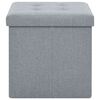 vidaXL Folding Storage Stool Light Grey Faux Linen