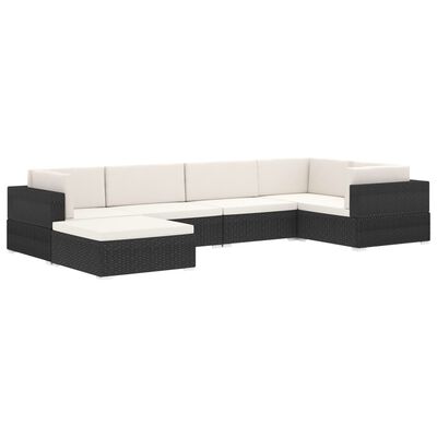 vidaXL Sectional Footrest 1 pc with Cushion Poly Rattan Black