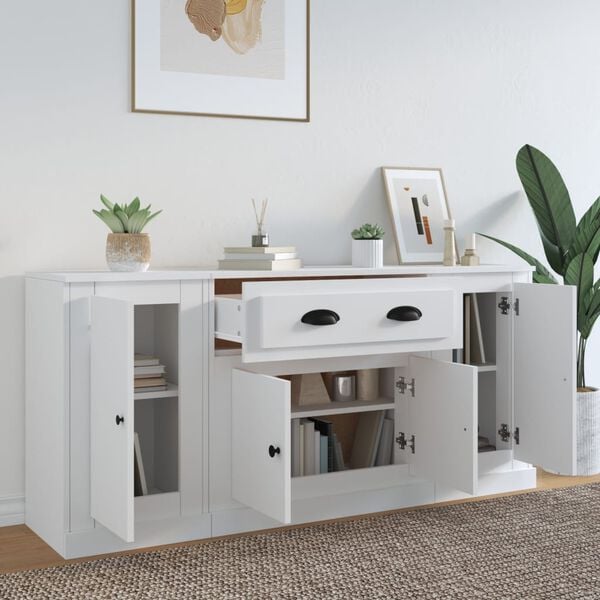 vidaXL Sideboards 3 pcs White Engineered Wood