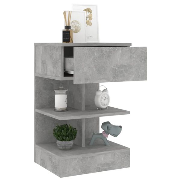 vidaXL Bedside Cabinet Concrete Grey 40x35x65 cm Engineered Wood
