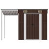 vidaXL Garden Shed with Extended Roof Brown 277x107x181 cm Steel