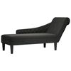 vidaXL Chaise Lounge with Pillow and Right Armrest Black Fabric