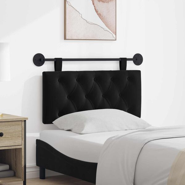 vidaXL Hanging Headboard Wall-mounted Black 100 x 55 x 7 cm Velvet