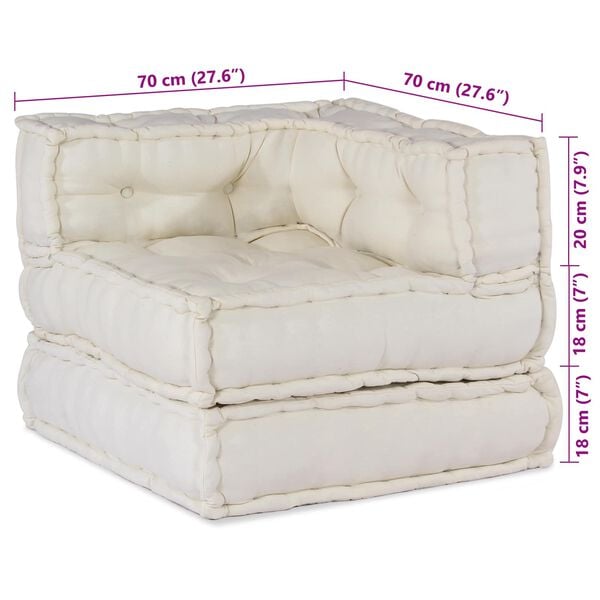 vidaXL Modular Sofa 2 pcs Cream 140 x 70 x 56 cm Fabric