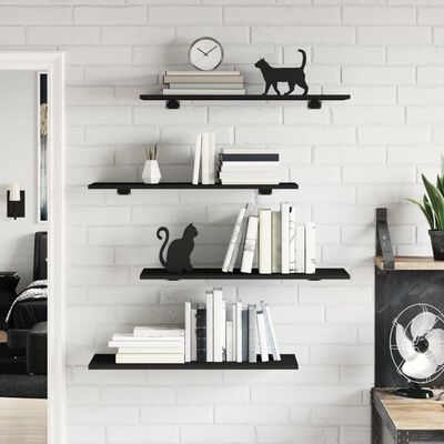 vidaXL Bookshelf Boards 4 pcs Black 80x30x1.5 cm Engineered Wood