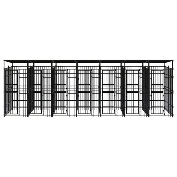 vidaXL Outdoor Dog Kennel with Roof Steel 12.9 m&sup2;