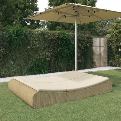 vidaXL Outdoor Lounge Bed Poly Rattan Beige