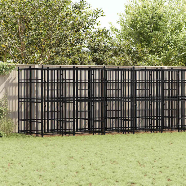 vidaXL Outdoor Dog Kennel Steel 16.59 m&sup2;