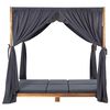 vidaXL Double Sun Lounger with Curtains & Cushions Solid Acacia Wood