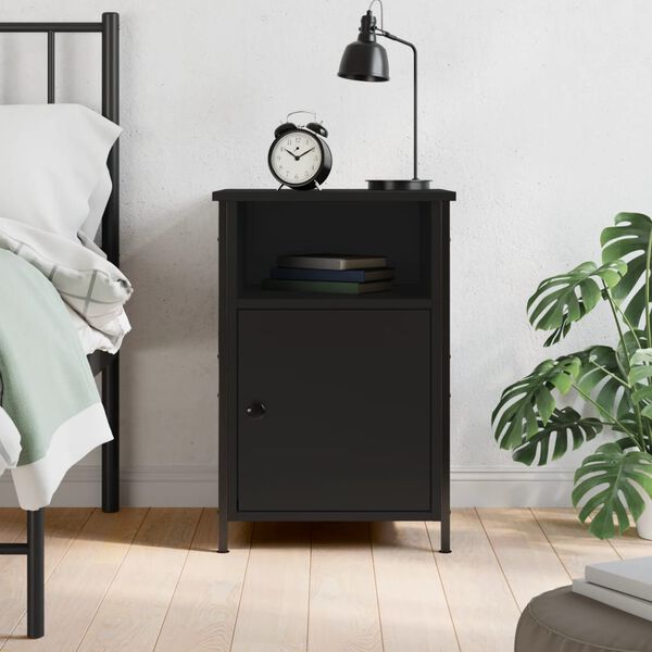 vidaXL Bedside Cabinet Black 40x42x60 cm Engineered Wood