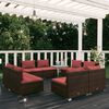vidaXL 8 Piece Garden Lounge Set with Cushions Poly Rattan Brown
