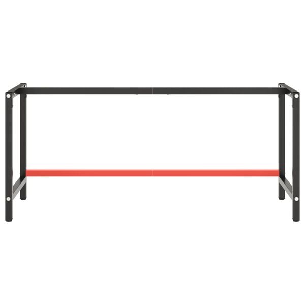 vidaXL Work Bench Frame Matte Black and Matte Red 180x57x79 cm Metal