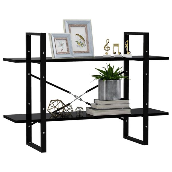 vidaXL 2-Tier Book Cabinet Black 100x30x70 cm Engineered Wood