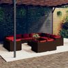vidaXL 13 Piece Garden Lounge Set with Cushions Brown Poly Rattan