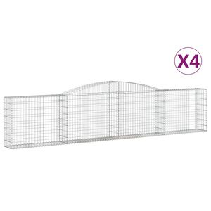 vidaXL Arched Gabion Baskets 4 pcs 400x30x80/100 cm Galvanised Iron