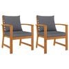 vidaXL Garden Chairs 2 pcs with Dark Grey Cushion Solid Acacia Wood