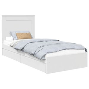 vidaXL Storage Bed with Drawer White 90 x 190 cm Engineered Wood