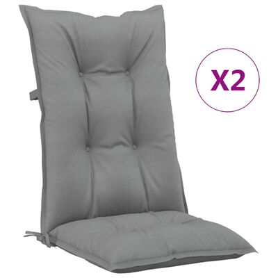 vidaXL Garden Highback Chair Cushions 2 pcs Grey 120x50x7 cm Fabric
