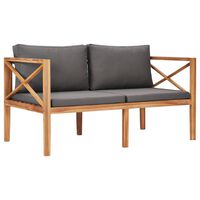 vidaXL Garden Bench with Grey Cushions Solid Wood Teak