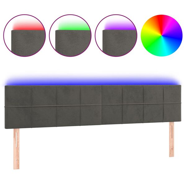 vidaXL LED Headboard Dark Grey 200 cm Velvet