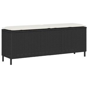 vidaXL Garden Bench with Cushion Black 110x30x40,5 cm Poly Rattan