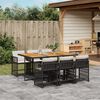 vidaXL 7 Piece Garden Dining Set with Cushions Black Poly Rattan