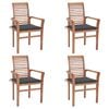 vidaXL Dining Chairs 4 pcs with Anthracite Cushions Solid Teak Wood