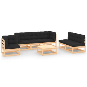 vidaXL 7 Piece Garden Lounge Set with Cushions Solid Pinewood