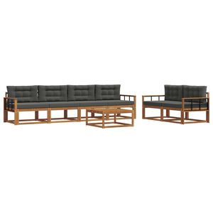 vidaXL Outdoor Sofa Set with Cushion 7 pcs Natural and Anthracite