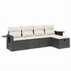 vidaXL 5 Piece Garden Sofa Set with Cushions Black Poly Rattan