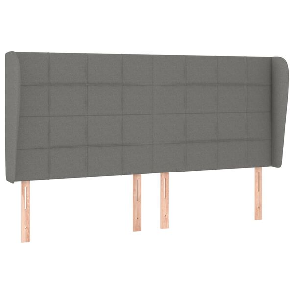 vidaXL Headboard with Ears Dark Grey 163x23x118/128 cm Fabric