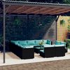 vidaXL 14 Piece Garden Lounge Set with Cushions Black Poly Rattan