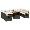 vidaXL 10 Piece Garden Sofa Set with Cushions Black Poly Rattan