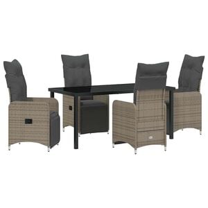 vidaXL Garden Dining Set 5 pcs Grey Poly Rattan