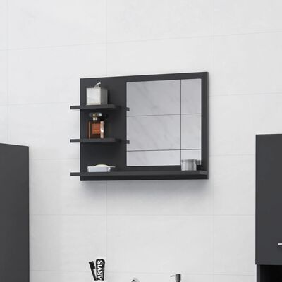 vidaXL Bathroom Mirror Grey 60x10.5x45 cm Engineered Wood